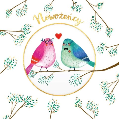 Kartka składana KARNET KW KÓŁKO SLUB PTAKI kw Henry (5907465665131)