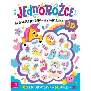 Książka dla dzieci Jednorożce. Aktywizujące zadania z naklejkami 3D Aksjomat