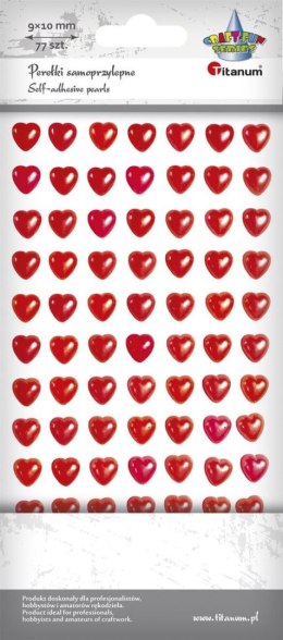 Perełki Craft-Fun Series samoprzylepne serca Czerwony Titanum