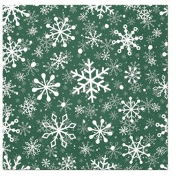 Serwetki Lunch BN Christmas Snowflakes green mix bibuła [mm:] 330x330 Paw (SDL230616)