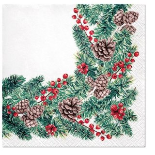 Serwetki Lunch winter branches biała papier [mm:] 330x330 Paw (SDL017300)