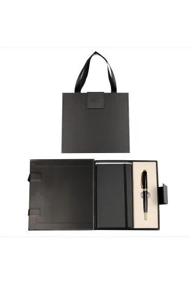 Zestaw piśmienniczy PREMIUM SYMPHONY CZARNO-ZŁOTY PIÓRO+NOTES +ETUI Cresco (850011 03)