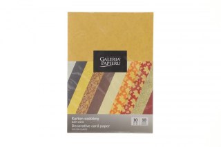 Papier ozdobny (wizytówkowy) A4 mix wzorów złote liście (mix) 220g Galeria Papieru (208935)