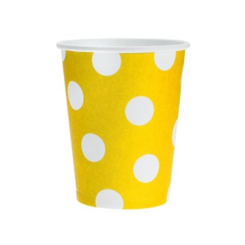 Kubek jednorazowy żółty w groszki 6 szt. papier 270ml Godan (PF-KGZO)