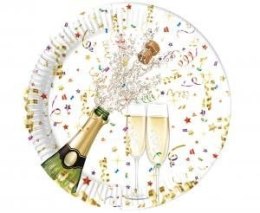 Talerz jednorazowy Szampańska impreza papier śr. 230mm 8 szt Godan (93450)