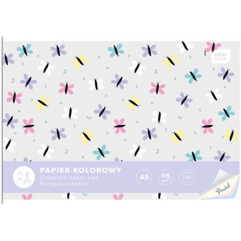 Zeszyt papierów kolorowych PASTEL A5 115g 10k Interdruk
