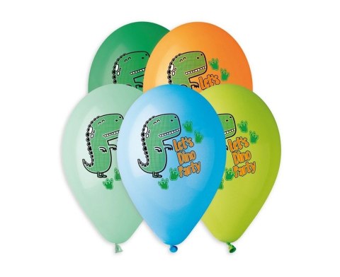Balon gumowy Premium Hel Lets Dino Party 13 cali/5 szt. mix 13cal Godan (GS120/854)