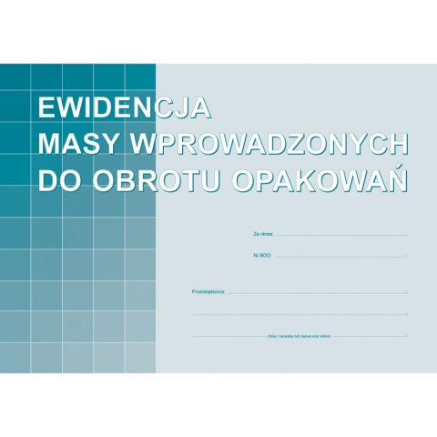 Druk offsetowy Ewidencja masy wprowadzonych do obrotu opakowań A4 16k. Michalczyk i Prokop (S-220-1)