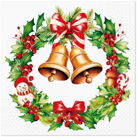 Serwetki Lunch BN Jingle Bells Bliss mix nadruk bibuła [mm:] 330x330 Paw (SDL240600)