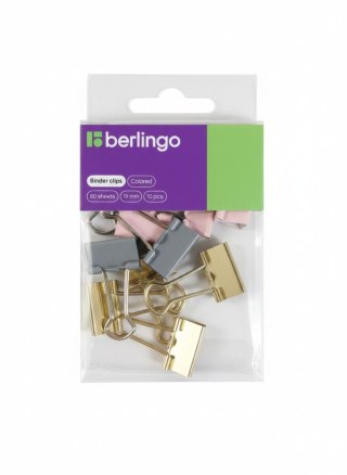 Klipsy do spinania dokumentów metal 10 szt 19mm Berlingo (330194)
