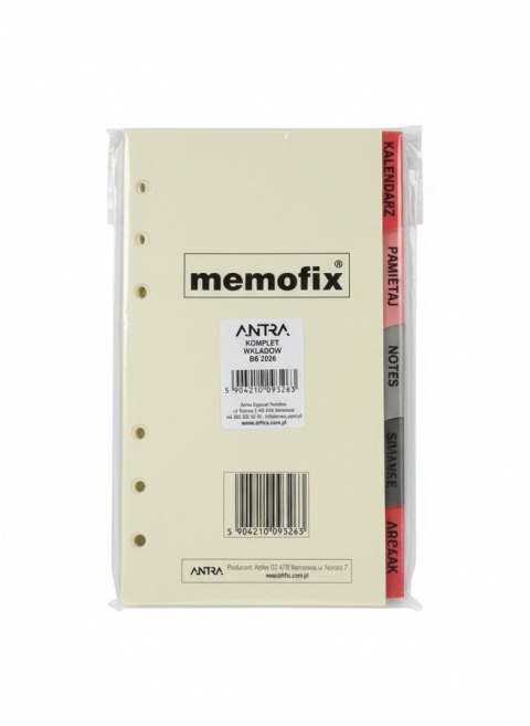 Wkład do organizera MEMOFIX B6 2026 Antra (komplet)