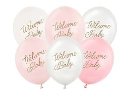 Balon gumowy Welcome Baby różowy 300mm Partydeco (SB14P-342-081-6)