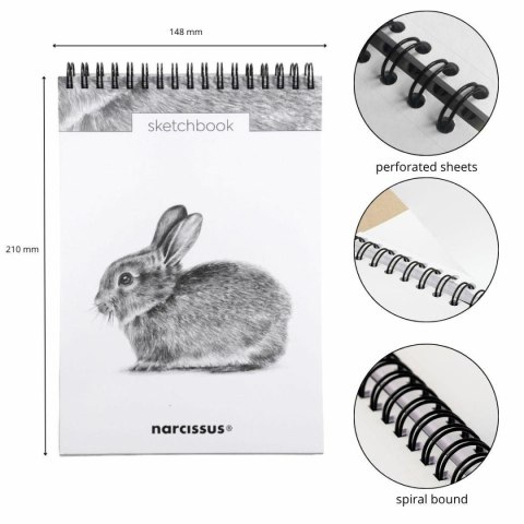 Blok artystyczny szkicownik królik A5 120g 60k Narcissus