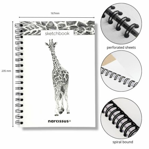 Blok artystyczny szkicownik żyrafa B5 120g 60k Narcissus