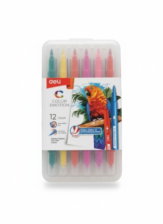 Flamaster COLOR EMOTIO 12k dwustronne 12 kol. Deli (EC151-12)