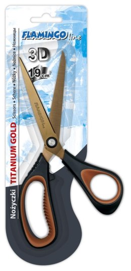 Nożyczki tytanowe złote ostrze 3D 19cm Flamingo (FL055526)