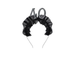 Opaska 40 z falbanką i perełkami Partydeco (OP52-40-010)