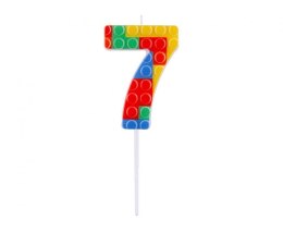 Świeczka urodzinowa KLOCKI cyferka 7, wielokolorowa Godan (BH-SPK7)