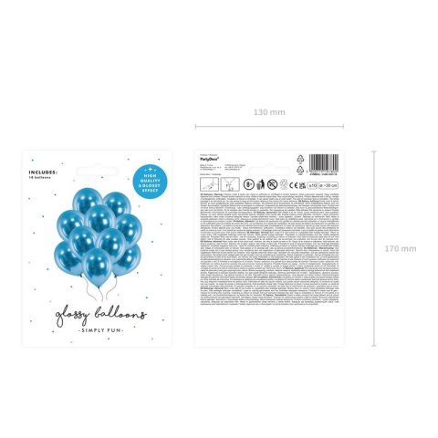 Balon gumowy 10 szt. niebieski 270mm Partydeco (CHB1-001-10)