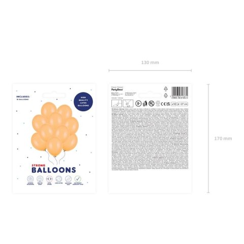 Balon gumowy Party Deco BALONY STRONG pastelowy 10 szt pomarańczowy 270mm Partydeco (SB12P-005J-10)