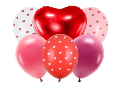 Balon gumowy zestaw Be mine valentine mix 300mm Partydeco (ZB1)