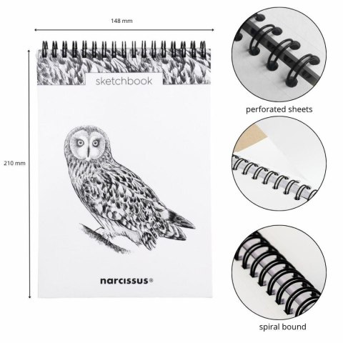 Blok artystyczny szkicownik sowa A5 120g 60k Narcissus