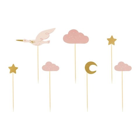 Dekoracja do muffinek - Bocian, 11-12 cm (1 op. / 7 szt.) Partydeco (KPM30)