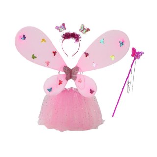 Kostium Wróżki Strój Przebranie Motyla Różowy Skrzydła Lean (17924)