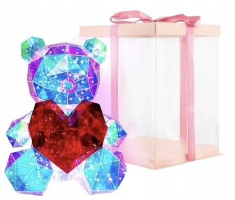 Ozdoba walentynkowa Miś holo z serduszkiem na baterie