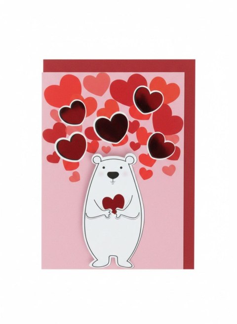 Kartka składana Karnet B6 Walentynki biały mis B6 Henry (5907465667142)