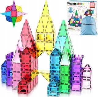 Klocki magnetyczne PICASSO TILES Zestaw 61 Elementów W Worku Orbico Sp. Z O.o. (PC61)