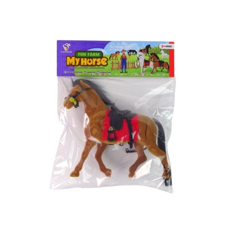 Figurka koń flokowany brązowy 17cm Lean (13380)