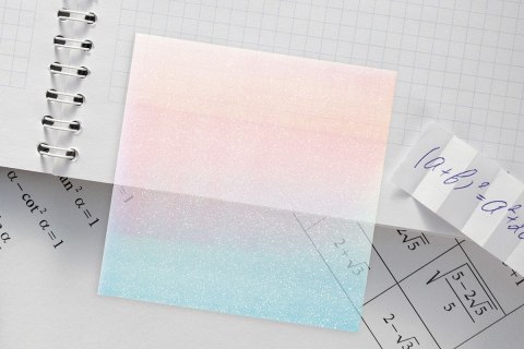 Notes samoprzylepny (karteczki) transparentne, z polipropylenu 75x75 mix 50k [mm:] 75x75 Titanum