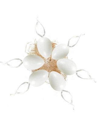 Ozdoba wielkanocna Białe jajeczka z rafią (6 szt.) Arpex (YP7743)