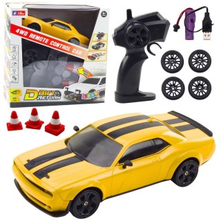 Samochód Sportowe Do Driftu Wymienne Koła Zdalnie Sterowany RC 4WD Żółte Sport Lean (22683)
