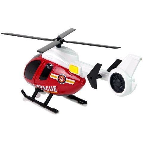 Samochód strażacki Zestaw Pojazdów Helikopter Auto Straż Pożarna Dźwięk Czerwone Lean (12964)