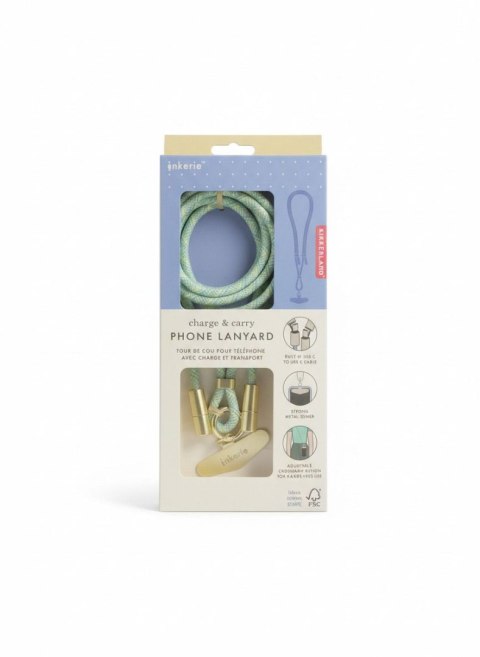 Smycz do telefonu z kablem 2x typ C, zielona Zielony Argo (INK37)