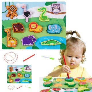 Układanka Drewniana Magnesy Sznurek Do Przeplatania Zwierzątka Lean (22028)