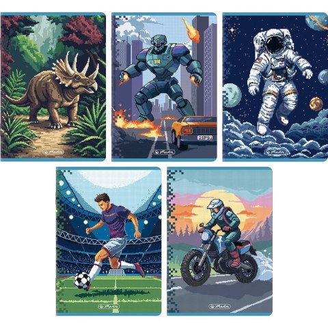 Zeszyt A5 PREMIUM PIXEL FUN 32k. 70g linia podwójna kolorowa Herlitz (400207520)