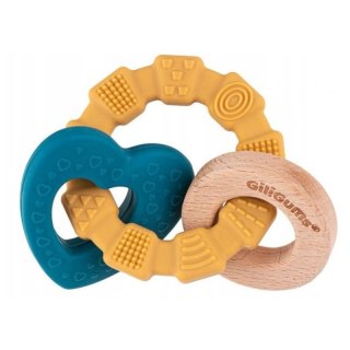 Gryzaczek pierścień serce silikon drewno Giligums (GG19013)