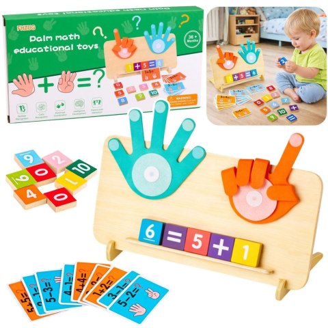 Układanka Drewniana Układanka Matematyczna Nauka Liczenia na Palcach Działania Karty Lean (30667)