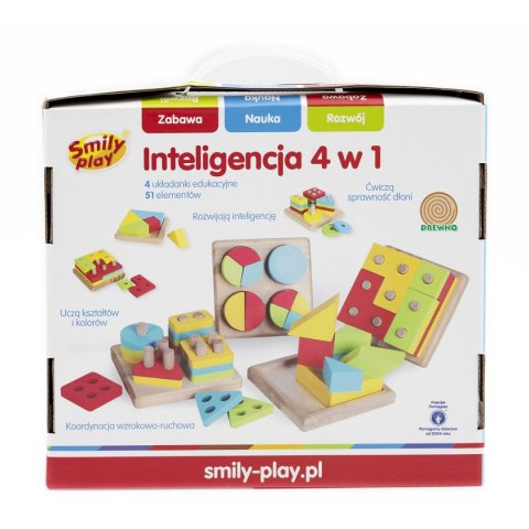 Zabawka edukacyjna drewniana inteligencja 4w1 Smily Play (AC7620 AN01)