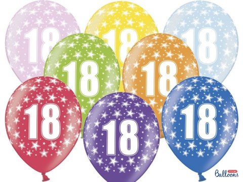 Balon gumowy 18th Birthday Metallic 50 szt mix Partydeco (SB14M-018-000)
