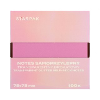 Notes samoprzylepny (karteczki) Transparentny brokat Liliowy mix 100k [mm:] 75x75 Starpak (576528)