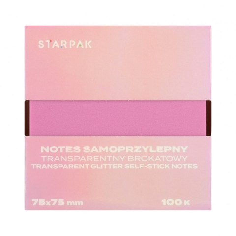 Notes samoprzylepny (karteczki) Transparentny brokat Liliowy mix 100k [mm:] 75x75 Starpak (576528)