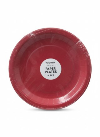Talerz jednorazowy ciemnoczerowny papier śr. 230mm 6 szt Partydeco (TPP102-007C)