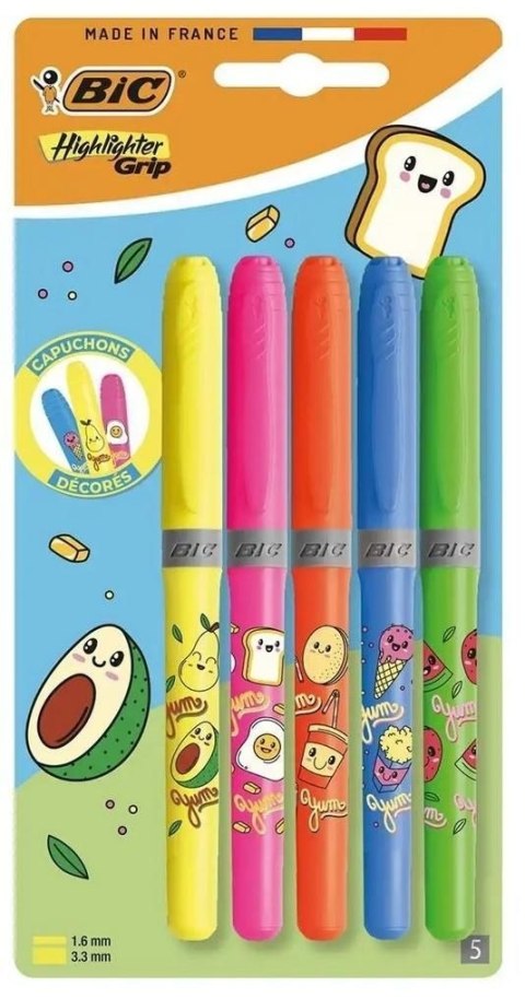 Zakreślacz Highlighter Grip KAWAII 6 sztuki wkład mix 1,6-3,3mm Bic (528643)