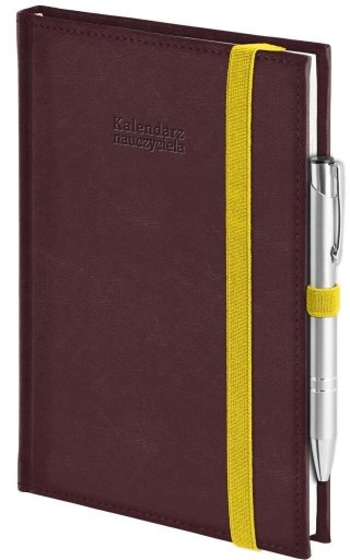 Kalendarz nauczyciela książkowy (terminarz) Nebraska z gumką czekoladowy A5 143mm x 204mm Wokół Nas (A5TN070B)