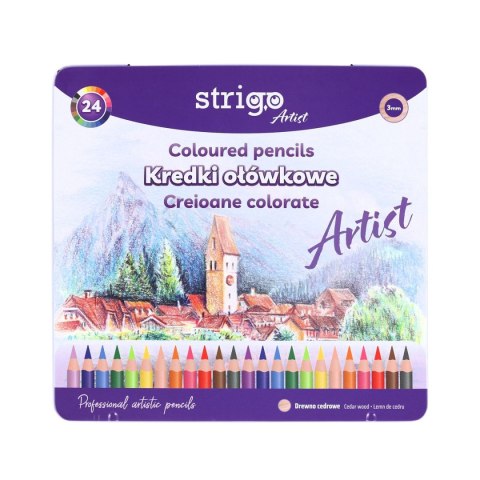 Kredki ołówkowe ARTIST 24 kol w op.metalowym 5905658810733 24 kol. Strigo (SSC537)