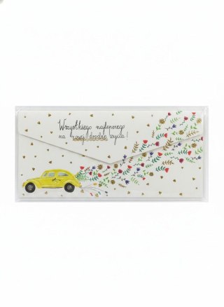 Kartka składana DL+ Koperta Ślub żółte auto Henry (5905701488551)